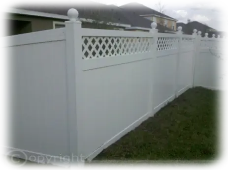 Vinyl Lattice Accent Privacy Fence with Ball Caps