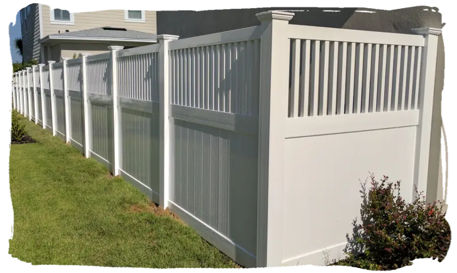 White Privacy Vinyl Fence with Closed Spindle Top by Gifford Fence