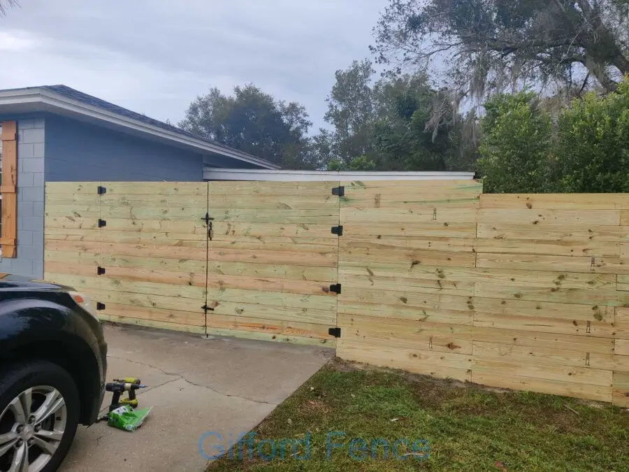 Horizontal Board Fence Double Gate