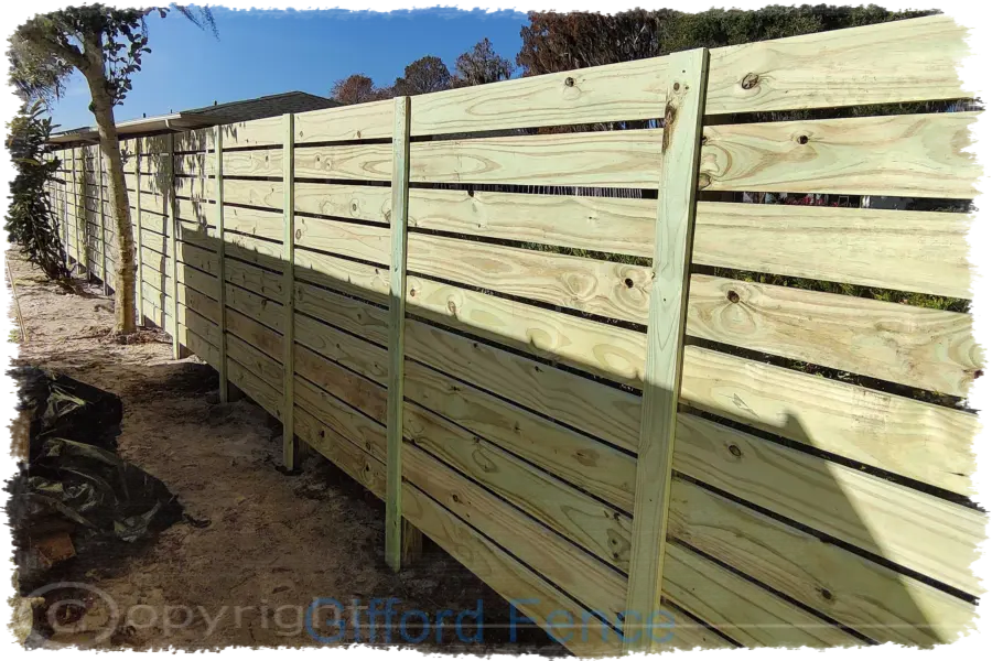 Custom Wood Horizontal Board Fence In Volusia County by Gifford Fence