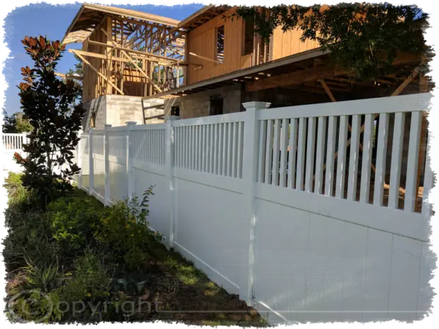 White Vinyl Privacy with Spindle Top