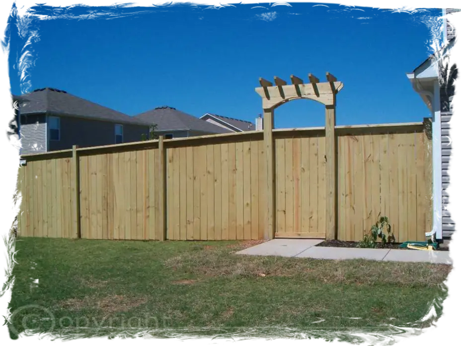 Stockade Premium Cap Fence with Over Head Arbor