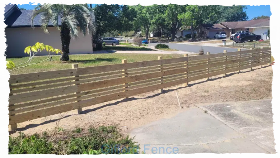 Decorative Horizontal Board Wood Fence In Ovideo by Gifford Fence